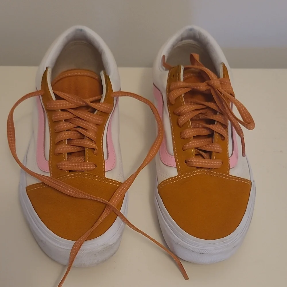 Vans Women's White, Orange, and Pink Sneakers - Picture 5 of 12